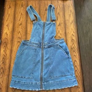 Denim overall dress w/ zipper
